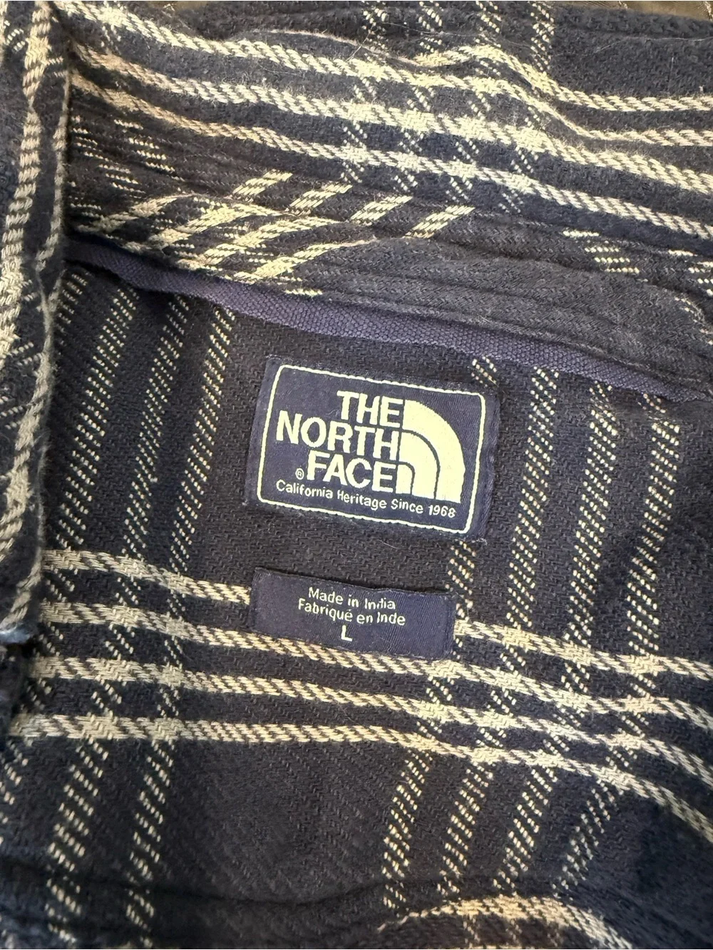 Men's North Face Navy Plaid Button-Up Jacket Shirt